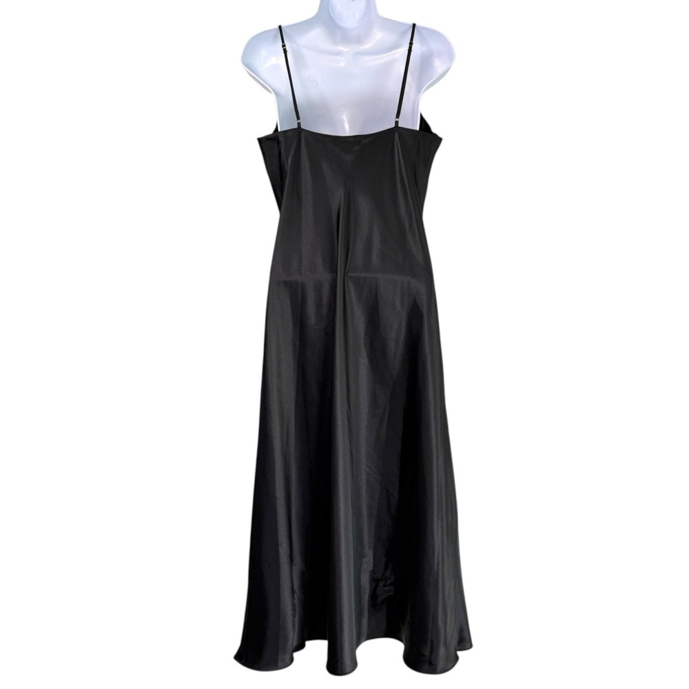 Vintage Y2K Jones New York Satin Slip Midi Dress Sz S Black Whimsigoth Coquette - Picture 4 of 8